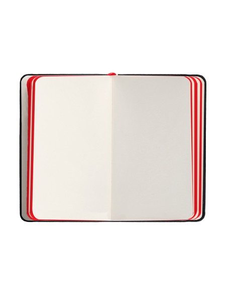 Cuaderno con gomilla antartik notes tapa dura a6 hojas lisas negro y rojo 100 hojas 80 gr fsc