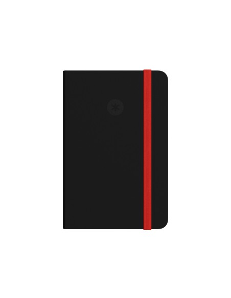 Cuaderno con gomilla antartik notes tapa dura a5 hojas rayas negro y rojo 100 hojas 80 gr fsc