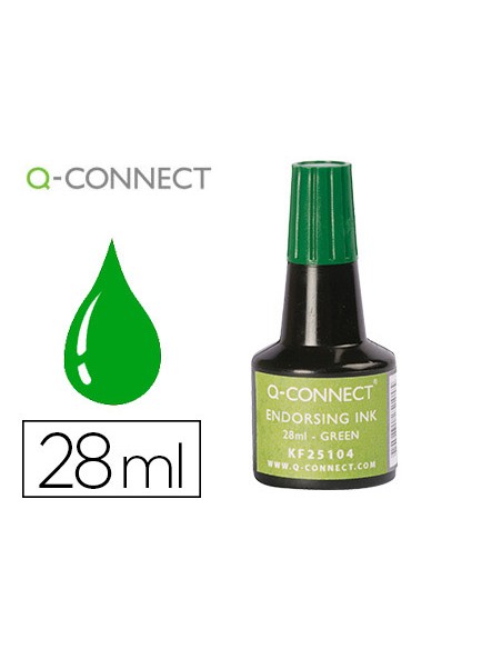 Tinta tampon q-connect verde bote 28 ml