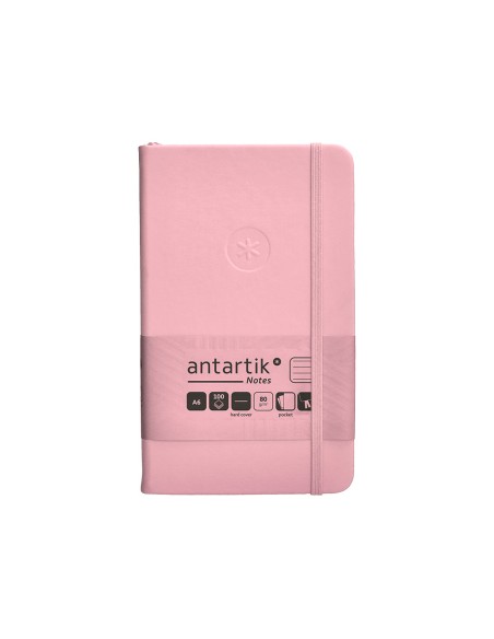 Cuaderno con gomilla antartik notes tapa dura a6 hojas rayas rosa pastel 100 hojas 80 gr fsc
