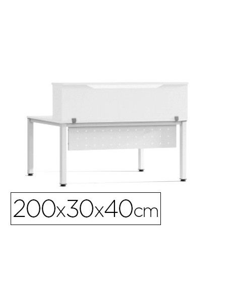 Mostrador de altillo rocada valido para mesas work metal executive 200x30x40 cm acabado aw04 blanco/blanco