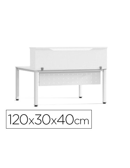 Mostrador de altillo rocada valido para mesas work metal executive 120x30x40 cm acabado aw04 blanco/blanco