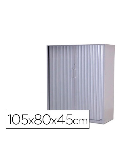 Armario metalico rocada dos puertas tipo persiana con dos baldas serie store 105x80x45 cm acabado gris/gris