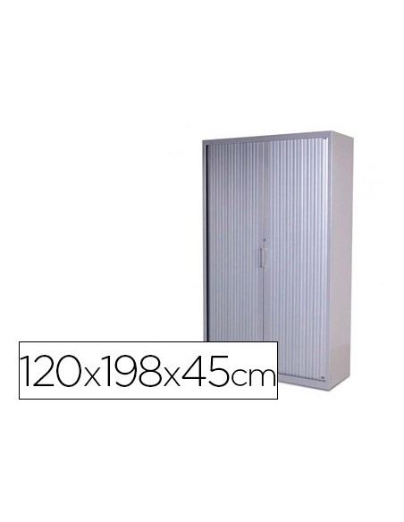 Armario metalico rocada dos puertas tipo persiana con cuatro baldas serie store 198x120x45 cm gris/gris