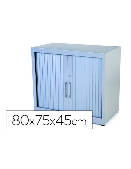 Armario metalico rocada dos puertas tipo persiana con una balda serie store 70x80x45 cm acabado gris/gris