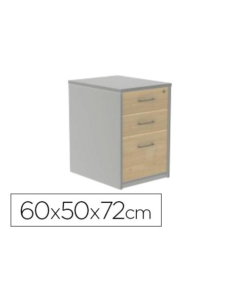 Cajonera rocada con dos cajones y un carpetero serie store 60x47x74 cm acabado gris/blanco