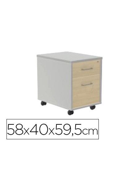 Cajonera rocada con un cajon y un carpetero serie store 60x40x60 cm acabado gris/blanco