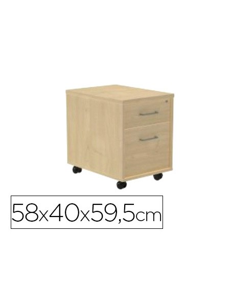 Cajonera rocada con un cajon y un carpetero serie store 60x40x60 cm acabado haya/haya