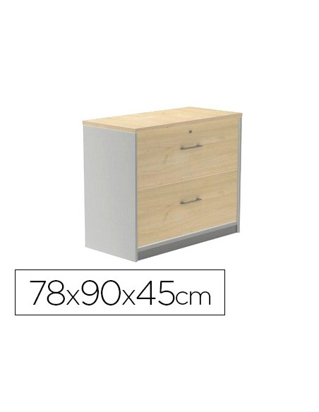 Armario rocada con dos cajones serie store 78x90x45 cm acabado an04 gris/blanco
