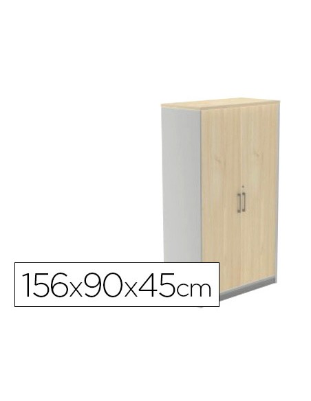 Armario rocada con tres estantes y dos puertas serie store 156x90x45 cm acabado gris/blanco