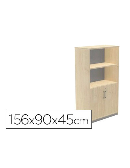 Armario rocada con tres estantes y dos puertas inferiores serie store 156x90x45 cm acabado haya/haya