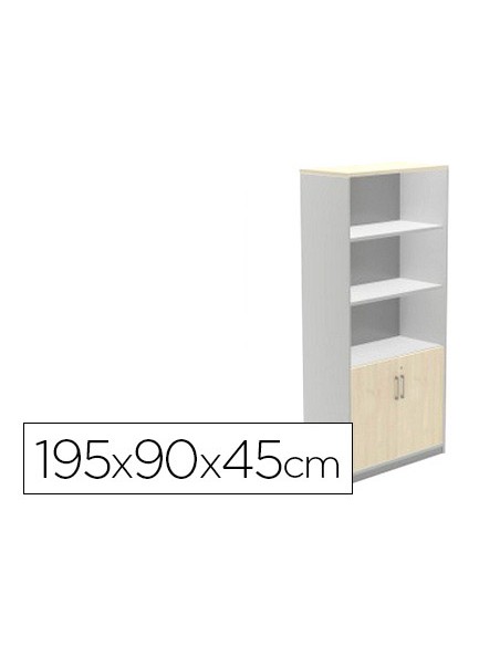 Armario rocada con cuatro estantes y dos puertas inferiores serie store 195x90x45 cm acabado gris/gris