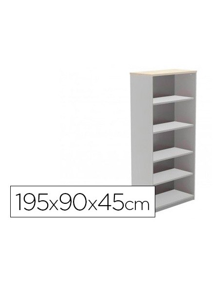 Armario rocada con cuatro estantes serie store 195x90x45 cm acabado gris/blanco