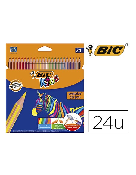 Lapices de colores bic evolution stripes caja de 24 colores surtidos