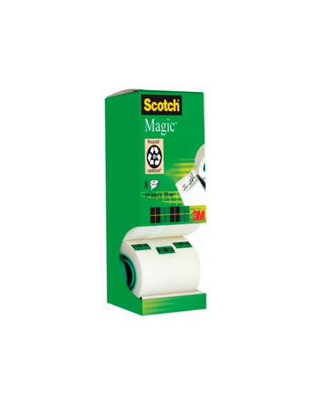 Cinta adhesiva scotch magic invisible 33 m x 19 mm pack de 8 unidades