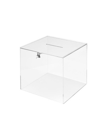 Urna electoral archivo 2000 cuadrada con cerradura y 2 llaves metacrilato 300x300x300 mm