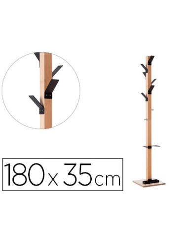 Perchero madera paperflow haya 8 colgadores con...