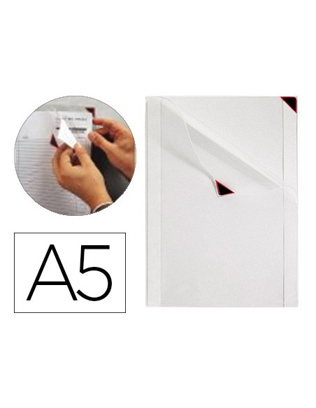 Funda de presentacion djois kang easy clic adhesiva removible din a5 esquina magnetica pack 5 uds