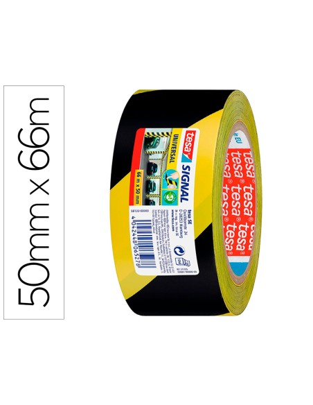 Cinta adhesiva tesa de seguridad amarilla y negra polipropileno 66 m x 50 mm
