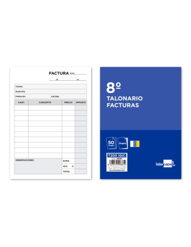 Talonario liderpapel facturas 8º original y...