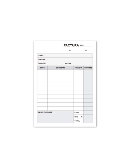 Talonario liderpapel facturas 8º original y copia t200 con i.g.i.c