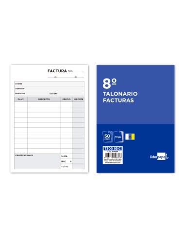Talonario liderpapel facturas 8º original y 2...