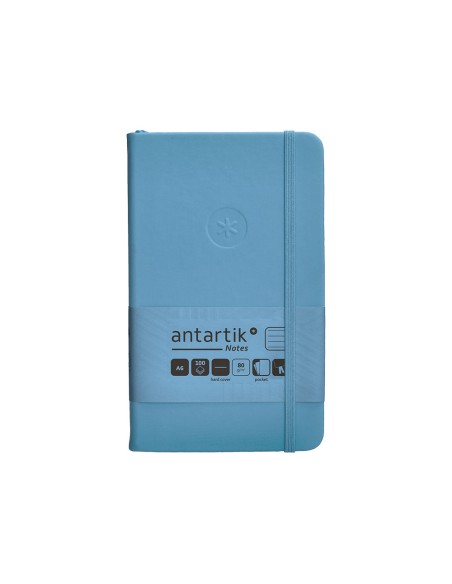 Cuaderno con gomilla antartik notes tapa dura a6 hojas rayas azul claro 100 hojas 80 gr fsc