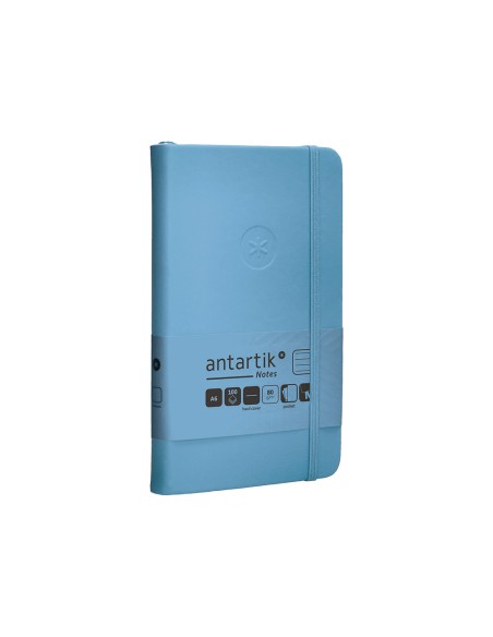 Cuaderno con gomilla antartik notes tapa dura a6 hojas rayas azul claro 100 hojas 80 gr fsc