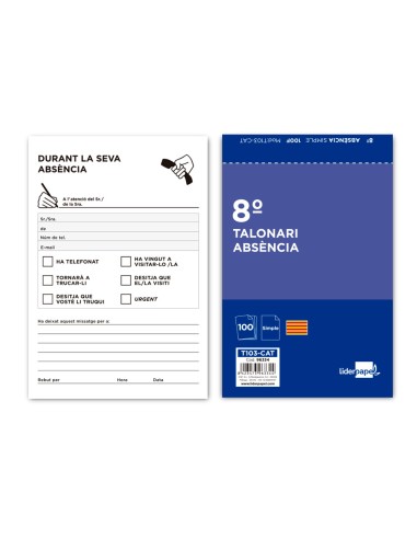 Talonario liderpapel ausentes octavo original...