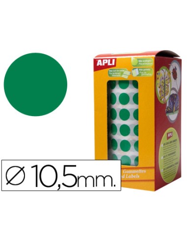Gomets autoadhesivos circulares 10,5mm verde...