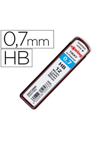 Minas rotring grafito 0,7 mm hb estuche de 12...