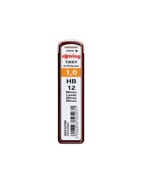 Minas rotring grafito 1 mm hb estuche de 12 minas