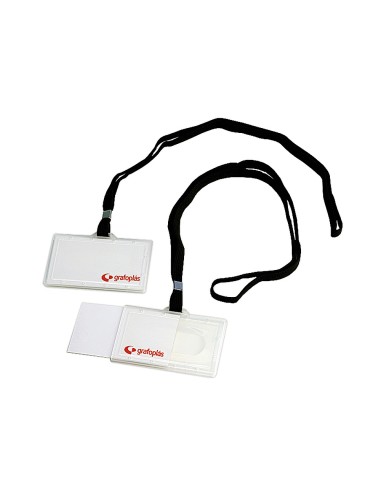 Identificador con cordon plano negro grafoplas...