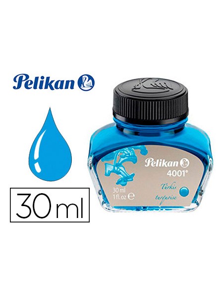 Tinta estilografica pelikan 4001 turquesa bote 30 ml