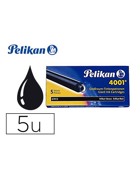 Tinta estilografica pelikan gtp/5 negro caja de 5 cartuchos