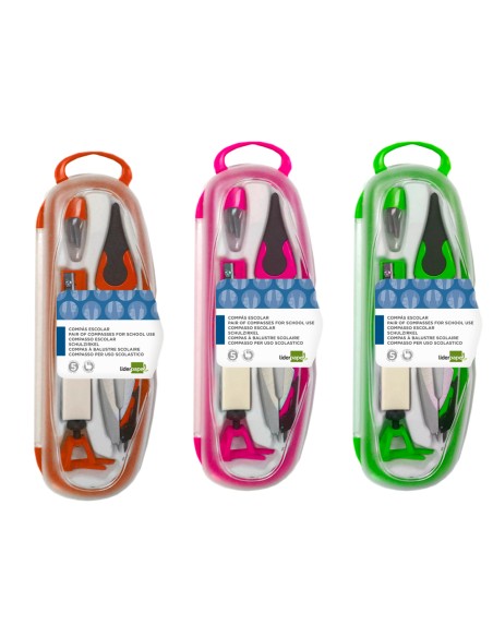 Compas liderpapel adaptador universal minas afilaminas y goma colores surtidos