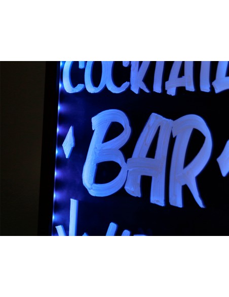 Pizarra cristal liderpapel con led en caballete de madera para rotuladores tipo tiza 50x90cm