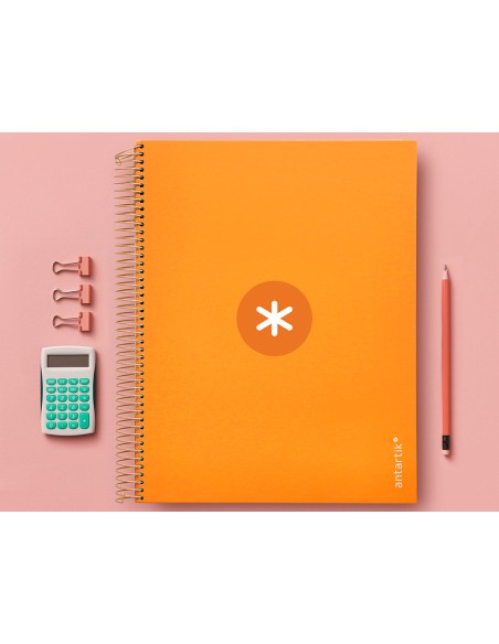 Cuaderno espiral a4 micro antartik tapa forrada 120h 90 gr cuadro 5mm 5 bandas 4 taladros color mostaza