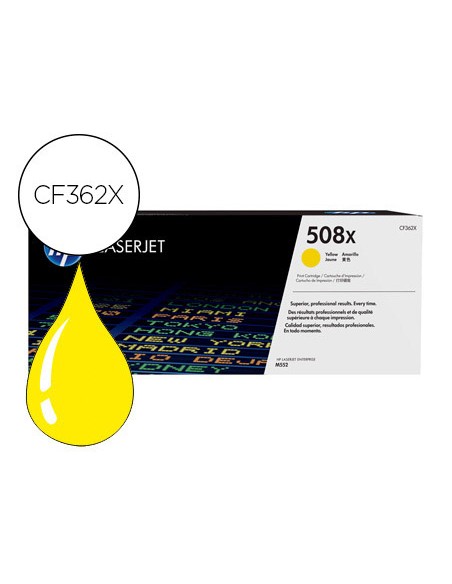 Toner hp 508x laserjet m552 / 553 / 577 amarillo 9.500 pag