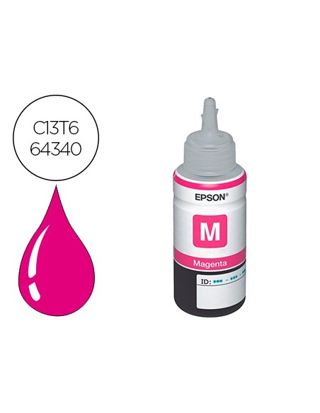 Tinta epson t6643 et2500/2550/ /14000/l475/565/575/4500 magenta botella 70 ml 6.500 pag