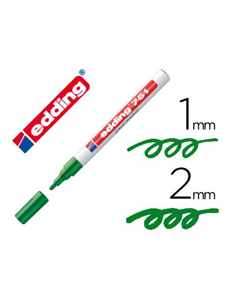 Rotulador edding punta fibra 751 verde punta redonda 1-2 mm