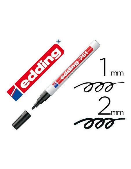Rotulador edding punta fibra 751 negro punta redonda 1-2 mm