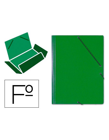 Carpeta saro gomas tres solapas carton folio color verde