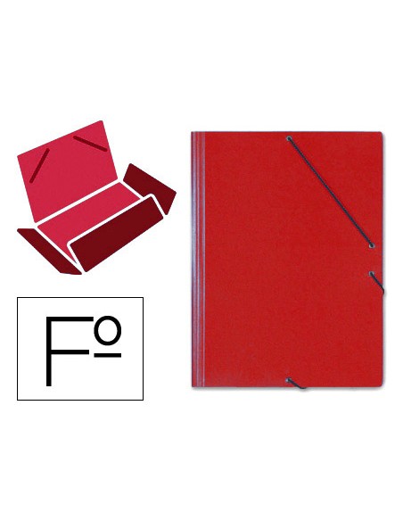 Carpeta saro gomas tres solapas carton folio color rojo