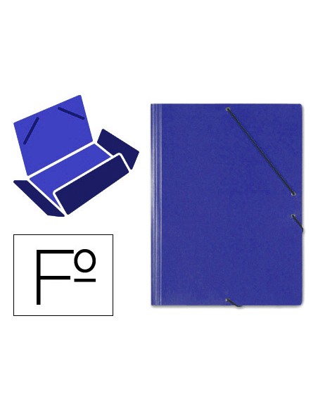 Carpeta saro gomas tres solapas carton folio color azul