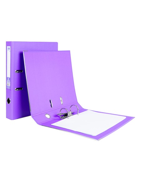 Archivador de palanca liderpapel folio documenta forrado pvc con rado lomo 52 mm lila compresor metalico