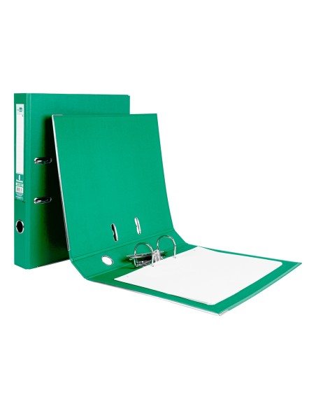 Archivador de palanca liderpapel folio documenta forrado pvc con rado lomo 52 mm verde compresor metalico