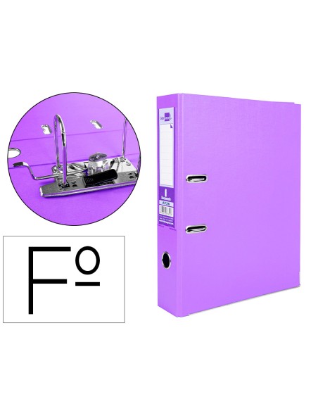 Archivador de palanca liderpapel folio documenta forrado pvc con rado lomo 75 mm lila compresor metalico