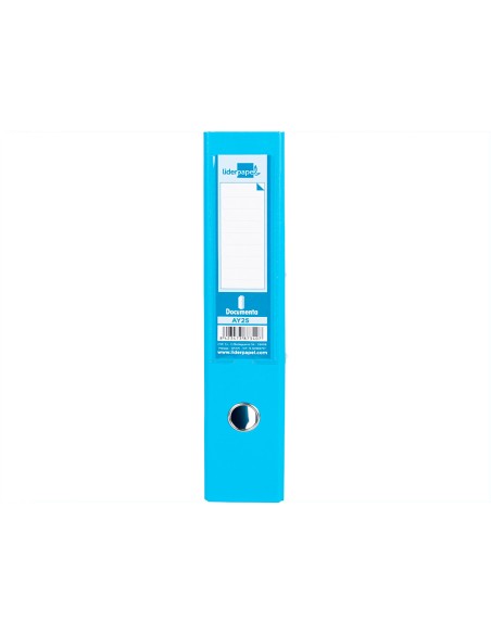 Archivador de palanca liderpapel folio documenta forrado pvc con rado lomo 75 mm celeste compresor metalico
