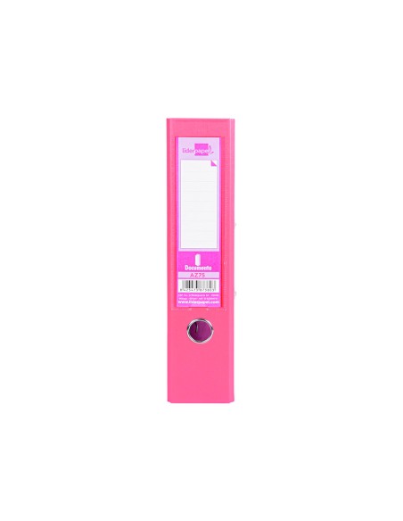 Archivador de palanca liderpapel a4 documenta forrado pvc con rado lomo 75 mm rosa compresor metalico